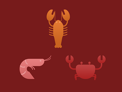 Shrimp, Lobster and Crab icons animals animals illustrated crab design illustration lobster orange pink sea sea animals shred shrimp
