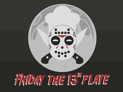 Friday 13 Themed Restaurant Logo chef hat design hockey mask illustration jason knifes logo mask moon