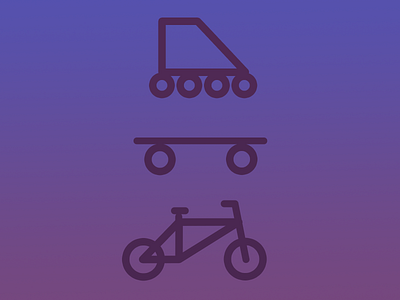 Roller Skate, Skateboard, Bicycle Icons bicycle design icon icon design icon set illustration roller skate skateboard