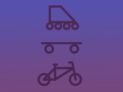 Roller Skate, Skateboard, Bicycle Icons