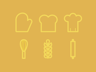 Bakery Themed Icons bakery bread chef hat cooking gloves design food icon icon design rolling pin wheat whisk