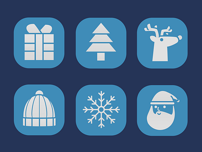 Winter Temed Icons animals design gift box icons iconset pine tree reindeer santa claus snow hat snowflake