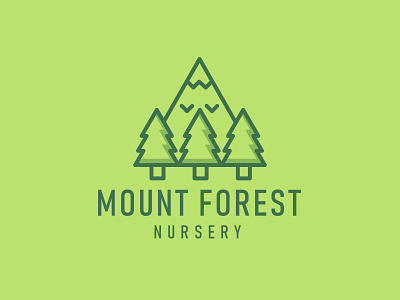 Mount Forest Nursery forest fire forest green forest illustration forest logo forestry forests green green app green logo logo logo design logos logotype mountain mountain forest mountain logo mountains nursery tree vector logo