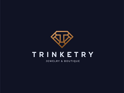 Trinketry Jewelry & Boutique boutique branding diamond diamond logo gold golden logo jewelry jewelry logo jewelry shop letter t logo logo design luxury luxury jewelry luxury logo modern vector