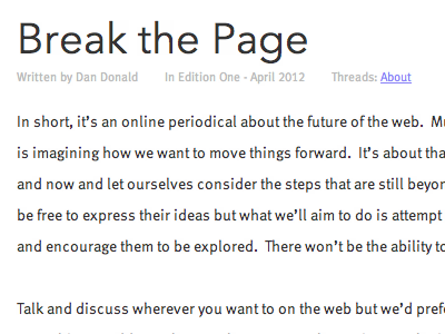 Break the Page - playing with type