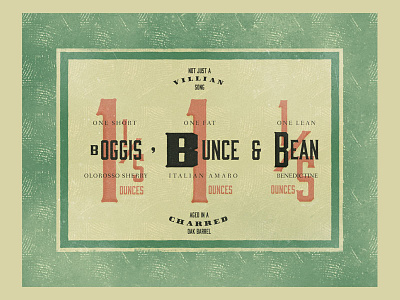 Boggis, Bunce, and Bean - Final Processing aged cocktail design speakeasy graphicdesign label poster posterdesign print