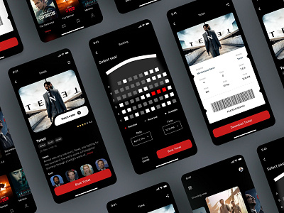 Cinema Booking App app app design booking app cinema cinema app dashboard film interface minimalist mobile mobile app mobile design movie app movie cinema onboarding ticket ticket app ui uiux ux