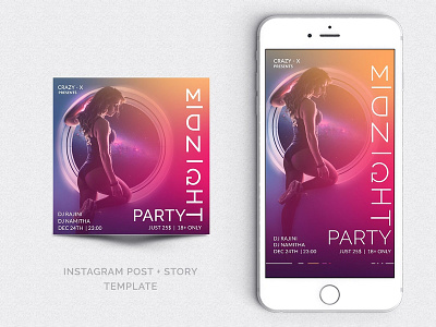 Midnight Party Template creative design facebook banner flyer graphic design hey jai studio instagram instagram banner instagram post instagram stories psd sexy sexy girl