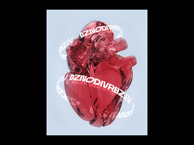 Dzīvo Divreiz Poster Concept 3d glass heart latvia medicine minimalist poster red riga typogaphy