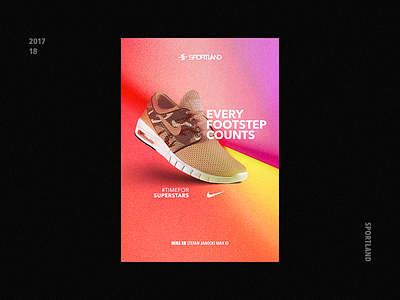 Sneaker Poster Concept footsteps latvia nike peach poster riga run sneaker sport star super type