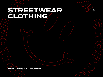 Streetwear Clothing Site Visual Concept black brutalism circle clothing grotesk red typography ui website concept
