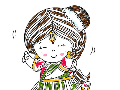 Indian dancer character design colors culture cute dance dancer girl illustration indian indian cartoon line art minimal simple