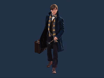 Newt Scamander adobe art character design digital art digital painting digitalart digitalbrushes digitalpainting fantastic beasts harrypotter illustration illustration art newt newt scamander photoshop realistic