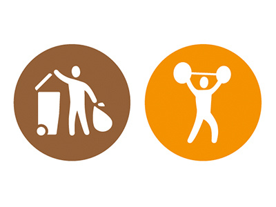 Waste Disposal and the Gym gym icon pictogram rubbish symbol waste