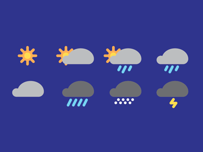 Rounded Weather Icons cloud icons lightening rain snow sun sunshine symbols thunder weather