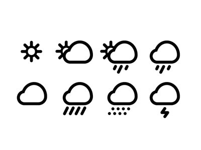 Rounded Weather Icons #2 (Black & White)