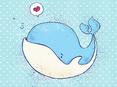 A little whale animal blue cartoon character cute drawing happy illustration love spring sweet whale