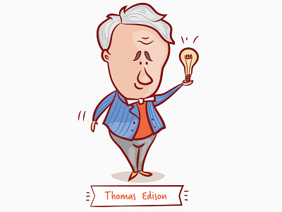 Edison cartoon character cute drawing illustration science scientist spring sweet