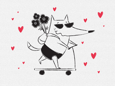 Mr. Fox animals birthday cartoon character day heart illustration kids love lovers valentine valentines