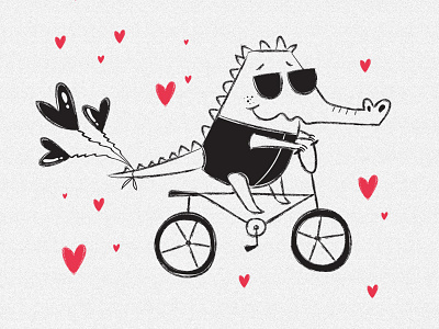 Mr. Crocodile animals birthday cartoon character day heart illustration kids love lovers valentine valentines