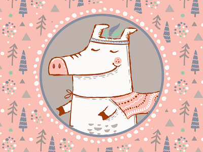 The Pig Hototo animals birthday cartoon character illustration invitation invite kids pig tag template
