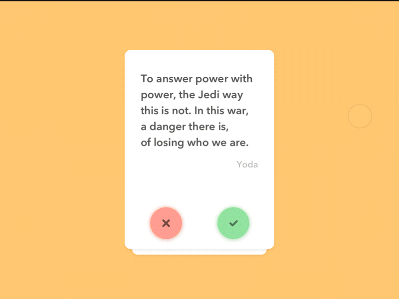 Day 007 - Author Quote animation card interface orange principle quote simple swipe tinder ui widget clean