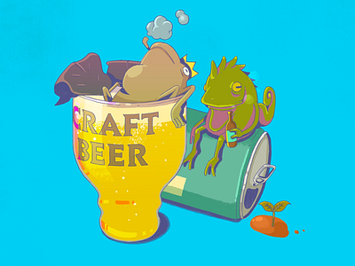 Craft beer onsen illustration character design