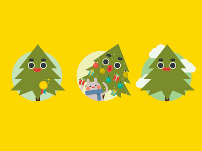 Christmas Tree character design icon illustration vector