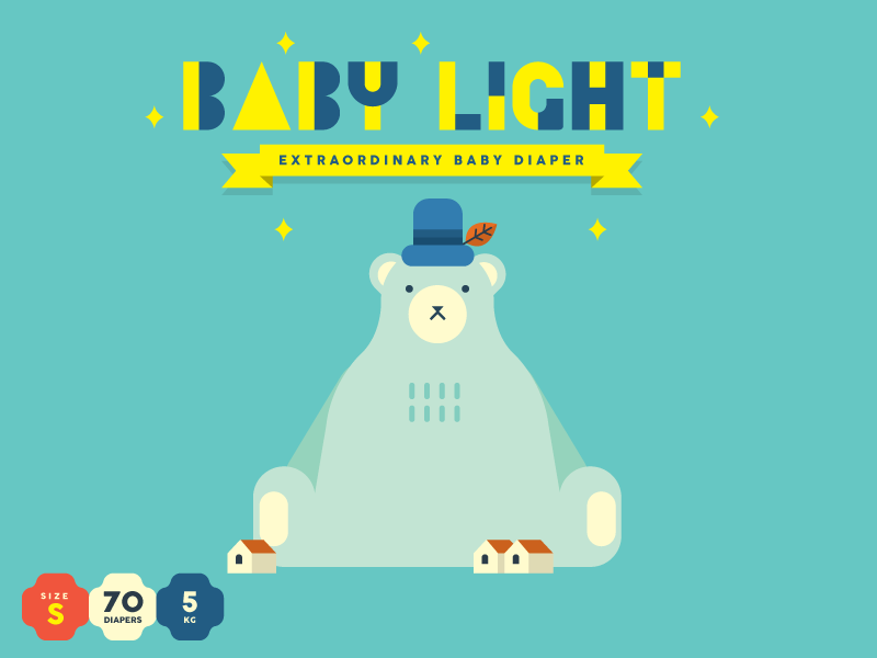 Baby Light DIAPER branding packaging character design illustration