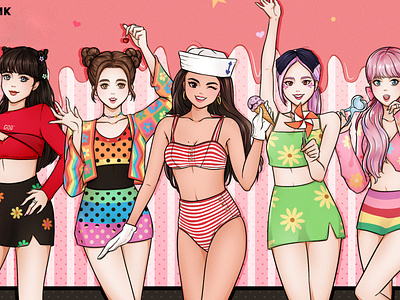 karikatur blackpink dan selena gomez