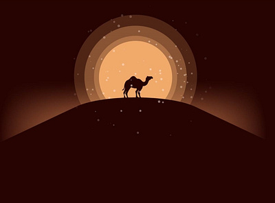 Desert loneliness animal animal art art boke camel camel art create desert graphic design illustration sunrise sunset vector vector art vector illustration