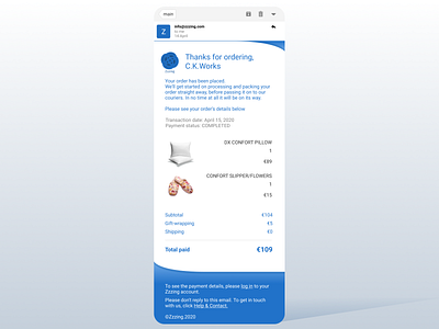 Daily UI 017 Email Receipt blue dailyui ui web white