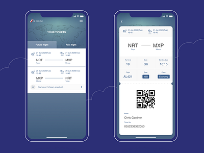 Daily UI 024 Boarding Pass app blue dailyui dailyui024 dark design ui