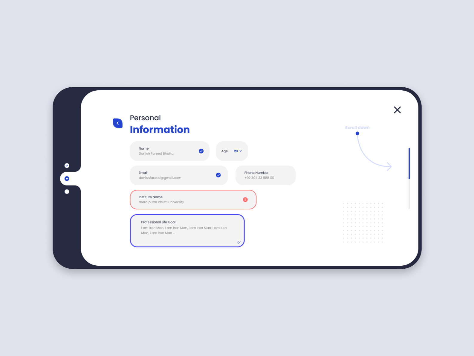 Personal info Popup Design by DanishGraphics on Dribbble