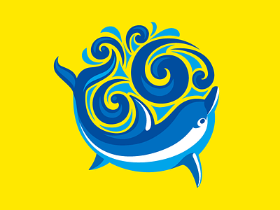 Dolphin blue dolphin illustration logotype sea symbol waves