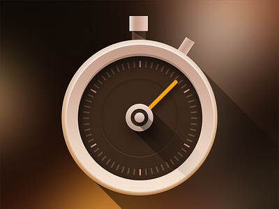 Stopwatch brown clock dial flat hour hand icon orange stopwatch