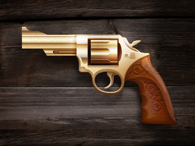 Revolver gold gun revolver wood