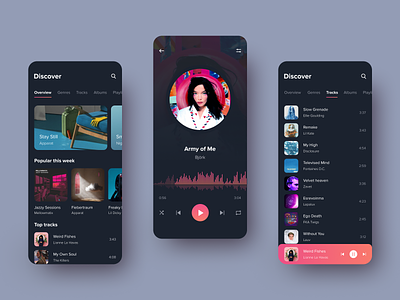 Music Player Dark app clean music app music player play player playlist song ui ux