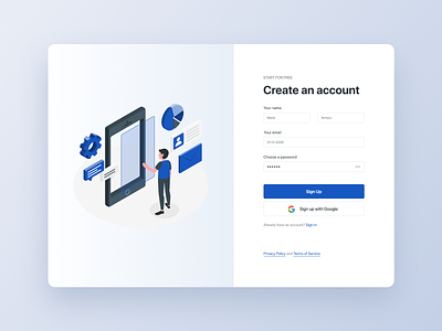 Sign Up Form account create account design email form form design forms log in registration sign in sign up signup ui ux welcome