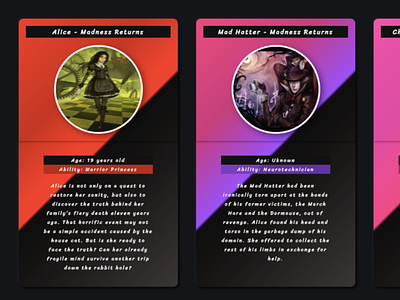 Alice Madness Returns Profile Cards