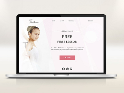 Ballet school for Children. First screen design landingpage photoshop typography web webdesign website