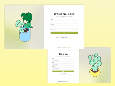 Login & Sign Up Page design illustration login page login web design logo plant ui design portfolio website register page signup page ui ui design uiux uiwebdesign web ui design webdesign webdesigner webdesigns website