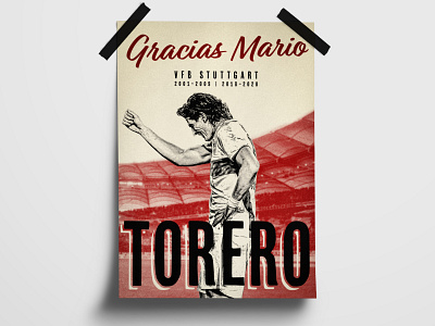 One Last Dance Torero: Iconic poster of Mario Gomez farewell football fußball iconic mario gomez poster poster design stuttgart torero vfb vintage