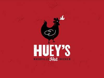 Huey's Hot Chicken brand identity branding chicken design drawing illustration logo texture type typography