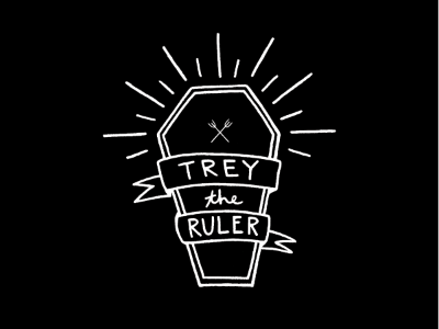 Trey the Ruler coffin design doodle drawing illustration ruler sticker trey type typography