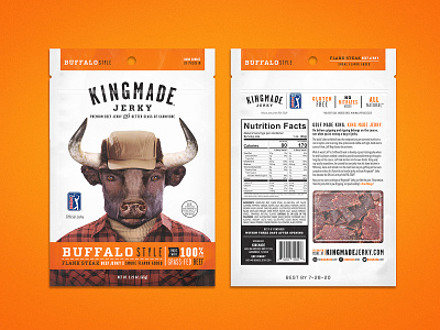 Kingmade Jerky Packaging Buffalo Style beef jerky design kingmade layout package packaging pga typography