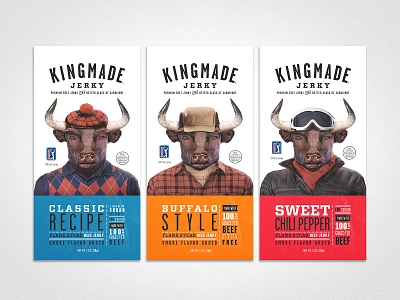 Kingmade Jerky 1 oz Packaging beef jerky kingmade layout logo design package packaging packaging design pga