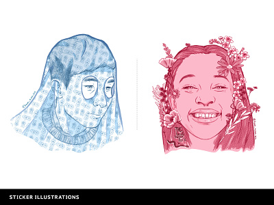 Mug Shots blue boy girl illustration photoshop pink portraits stickers