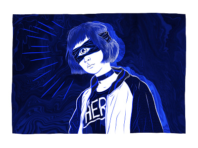 Ana: The One Eyed Bandit blue character girl illustration illustration art illustrator photoshop portrait
