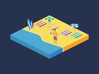 Summer Beach art beach colorfull design enjoy flat graphic illustration imagination inspiration isometric isometry simple summer